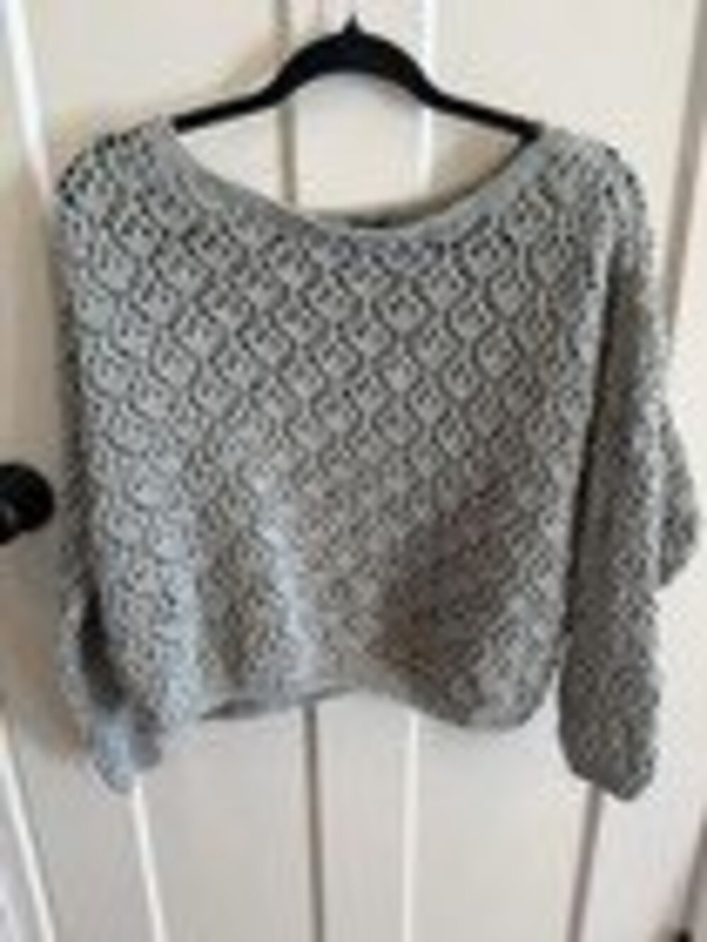 moon&madison Gray Crochet Open-Knit Pullover Sweater Long Sleeve M Women NWOT